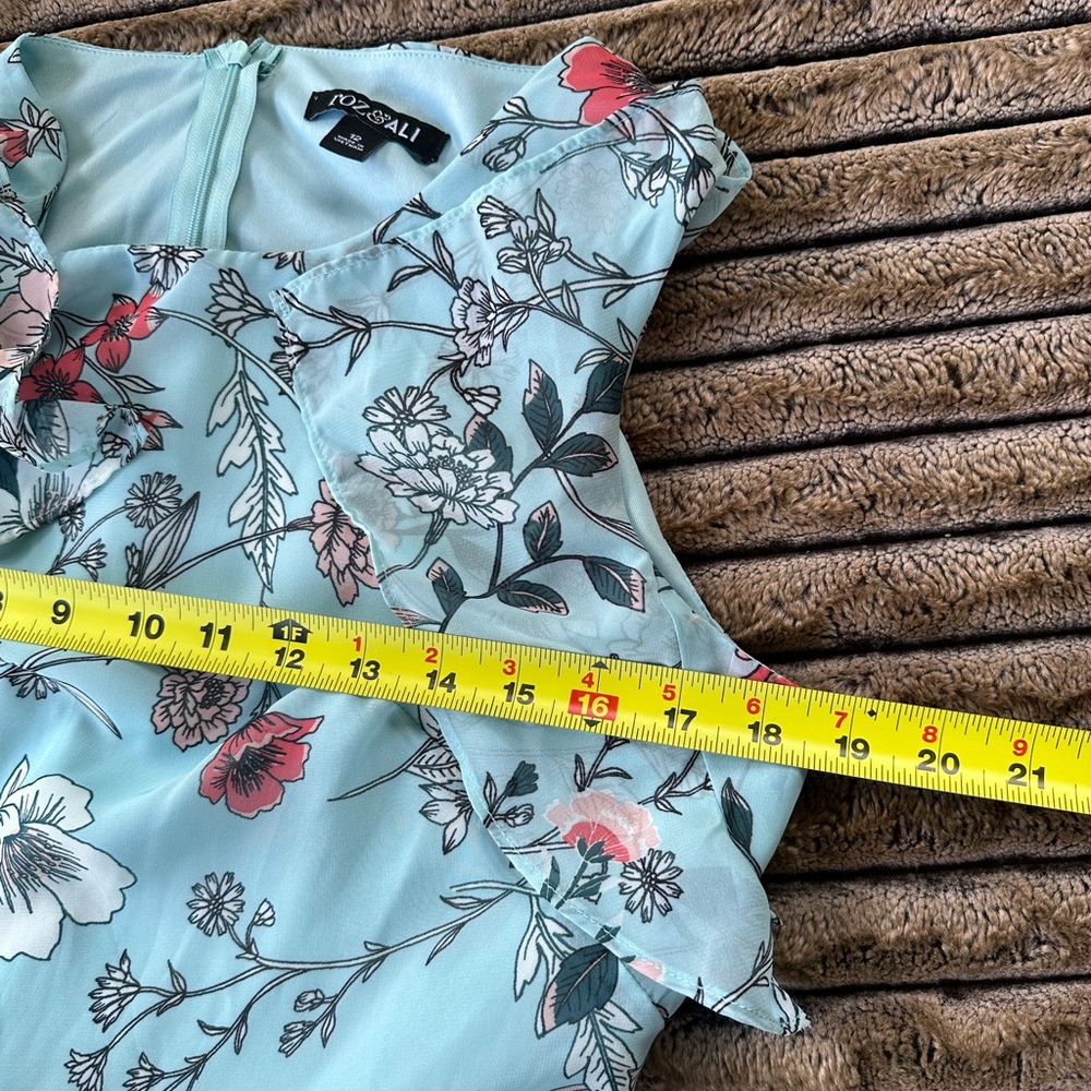 Floral Ruffle Midi Dress - Light Blue - Picture 8 of 11